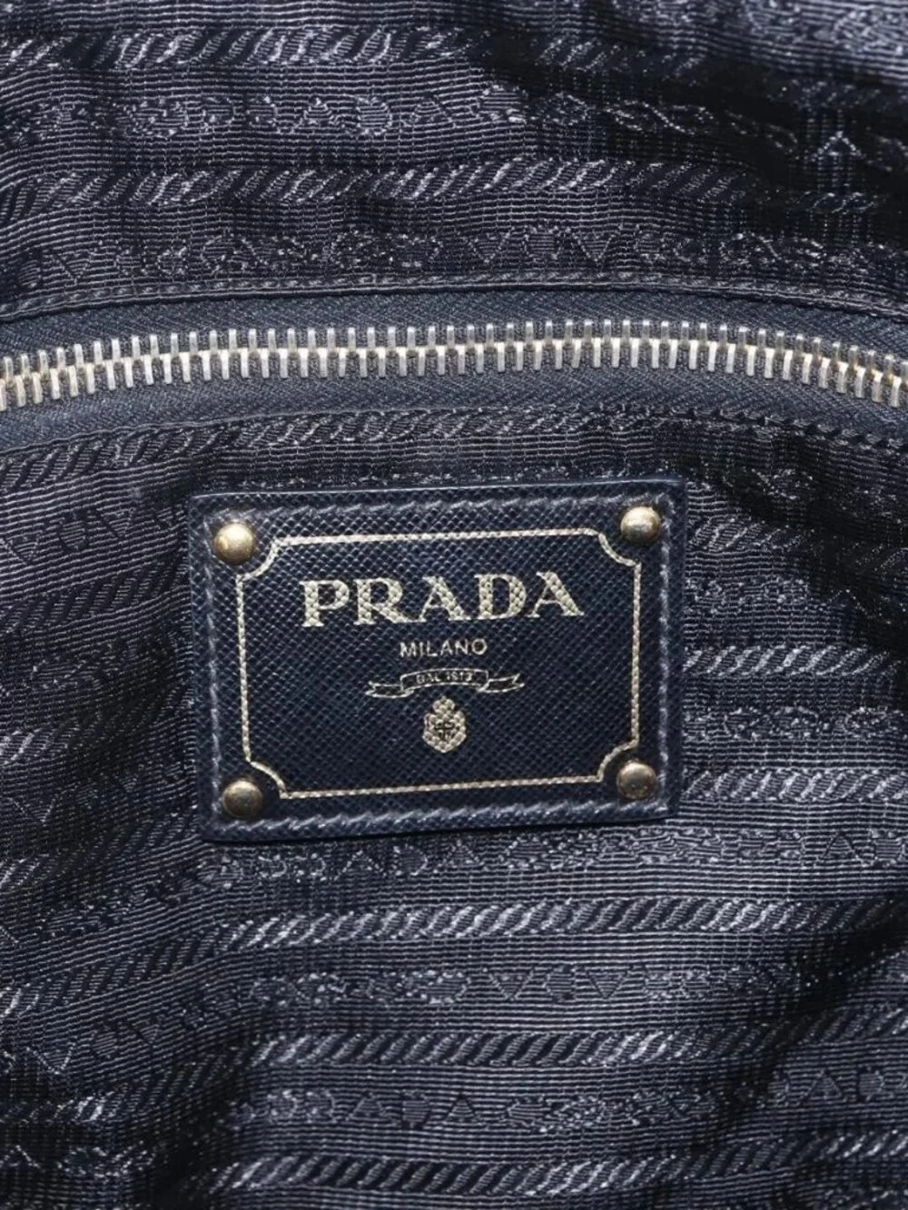 PRADA Tote Bag Nylon Black Gold Auth